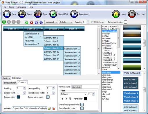 Javascript Mouseover Toolbox ScreenShot