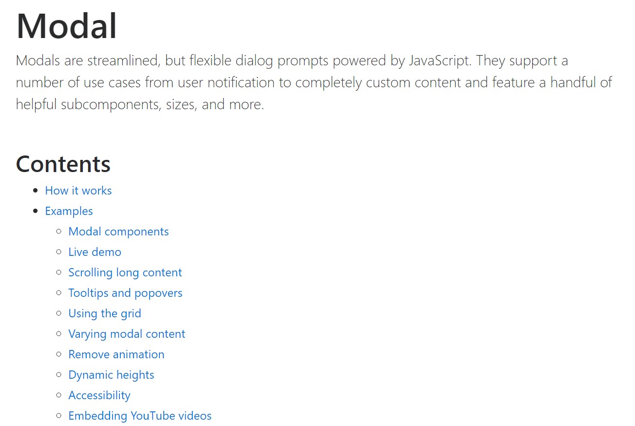Bootstrap Modal Popup:  main  information